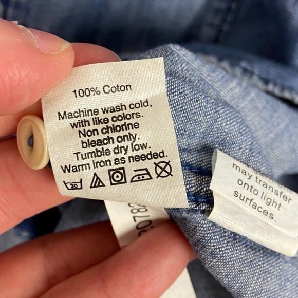 Madewell Denim Lace-Up Shirt Chester Wash Chambray Blue Size Small Popover‎ Boho - Picture 5 of 8